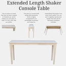 IC International Concepts Extended Length Shaker Console Table, 60" W x 16" D x 30" H Real/Solid Parawood, Kitchen/Dining, 50 Lbs. Wt. Capacity, DIY, Paint/Stain In Any Color, Unfinished by CozyNest Decor