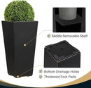 26 Inch Planter Tall Tapered Planter for Front Porch, Patio, Deck, Garden Indoor/Outdoor Tree Planters, Set of 4, Black with Copper Hand Brushed Rim by CozyNest Decor