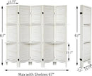 Room Divider with Shelves, Privacy Screen, Room Dividers and Folding Privacy Screens, 5 Panel Wood Temporary Wall Partition Separation Separator, White by CozyNest Decor