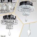 Flashing God Small Crystal Chandeliers Dia 12" Black Chandelier Flush Mount Ceiling Light for Bedroom Living Room Dining Room Hallway Dimmable 3 Rings LED Celing Lighting Fixtures by CozyNest Decor