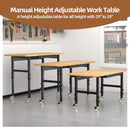 48" Adjustable Workbench, Work Bench Table with Wheels and Power Outlet, Rolling Workbench with Drawers, Large Load Capacity Garage Workbench for Workshop,Office,Home by GreenHaven Gardens