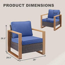 Wicker Outdoor Patio Chairs Set of 2, Rattan Patio Furniture Chairs with Sturdy Frame,All-Weather PE Wicker,Wide Armrest,Deep Seating and Thick Cushions for Deck Porch Garden(Brown/Blue) by CozyNest Decor