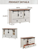 T4TREAM Farmhouse Dresser for Bedroom w/4 Drawers & Sliding Barn Doors, 48'' Wide Chest of Drawers, Rustic Dresser TV Stand w/Shelf, Organizer for Bedroom, Living Room, Entryway, Antique White by TinyTreasures Baby Boutique