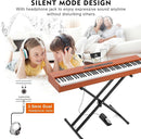 MUSTAR Digital Piano 88 Weighted Keys with Stand Touch Sensitivity, 88 Key Semi Weighted Keyboard Piano Portable Electric Piano for Beginners, Dual Stereo Speakers, Case, Sustain Pedal (Brown-MDF) by TinyTreasures Baby Boutique