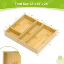 Silverware Bamboo Drawer Organizer Tray, 4 PCS Kitchen Drawer Organizer Storage for Utensil Cutlery, Bathroom, Office Desk, Makeup by CozyNest Decor