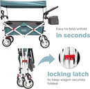 Creative Outdoor Wagon for Kids Push Pull Collapsible Stroller Folding Cart | Silver Series | Beach Park Garden & Tailgate | Teal by GreenHaven Gardens