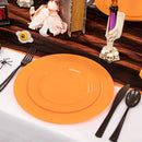 FLOWERCAT 60PCS Orange Plates - Heavy Duty Orange Plastic Plates Disposable for Halloween & Thanksgiving Party - Serve 30 Guests 10.25inch and 7.5inch by CozyNest Decor