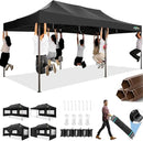 COBIZI 10x20 Pop Up Canopy Heavy Duty with 6 Sidewalls, Commercial Heavy Duty Pop Up Tent for Parties All Weather Waterproof and UV 50+ Wedding Tent with Roller Bag(Legs Upgraded),Black by GreenHaven Gardens