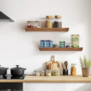 24"x6.8"x1.6" Slanted Floating Wall Shelves 2-Pack - Rustic Brown Finish, Heavy-Duty Solid Wood Design with Hidden Brackets - Perfect for Living Room, Kitchen, Bathroom, or Office by CozyNest Decor