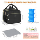 PIIOSER Insulated Baby Bottle Bag with Ice Pack, Breastmilk Cooler Compatible with Wearable Breast Pumps & Accessories - Breastfeeding On The Go Travel for Nursing & Working Moms, Black by TinyTreasures Baby Boutique