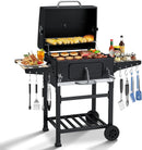 MELLCOM Charcoal Grill with Wood Foldable Side Table - 338 Sq.In BBQ Area with Individual Lifting Charcoal Trays & Thermometer, Movable Charcoal Grill for Outdoor Patio, Garden and Backyard by GreenHaven Gardens