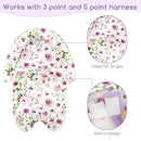 GFU Baby Car Seat Head Support for Newborn, 2 in 1 Infant Car Seat Head Body Support with Strap Pads, Soft Stroller Cushion Pillow Insert for Girls and Boys, Fits for Stroller, Swing, Purple Floral by TinyTreasures Baby Boutique