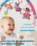 Pau1Hami1ton Baby Stroller Arch Toys, Car Seat Toys,Bouncer Toy Bar/Mobile for Bassinet,Adjustable Baby Hanging Toys Fit for Crib Bed,Stroller,Car Seat.S-19(Pink Zebra) by TinyTreasures Baby Boutique