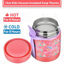 10oz Soup Thermo for Hot Food Kids,Lunch Thermo Kids Food Jar with Spoon Hot Insulated Food Containers,Leak Proof Stainless Steel Wide Mouth Lunch Food Thermo Jar for School(Pink-Mermaid) by TinyTreasures Baby Boutique