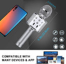 BlueFire 4 in 1 Karaoke Wireless Microphone with LED Lights, Portable Microphone for Kids, Great Gifts Toys for Kids, Girls, Boys and Adults (Silver) by TinyTreasures Baby Boutique