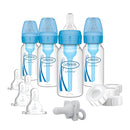 Dr. Brown's Natural Flow Anti-Colic Options+ Narrow Breast to Bottle Pump & Store Feeding Set with Slow Flow Nipples, Baby Travel Caps and 100% Silicone HappyPaci One-Piece Pacifier, Blue by TinyTreasures Baby Boutique