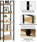 NUMENN Narrow Bookshelf, 5 Tier Bookshelves, Home Office Bookcase Shelf Storage Organizer, Free Standing Storage Shelving Unit for Bedroom, Living Room and Home Office, Natural by CozyNest Decor
