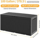 100 Gallon Outdoor Storage Box,Waterproof Lockable Resin Deck Box,Storage Container with Reinforced Support for Patio Cushions, Furniture Supplies, Garden Tools, UV-Resistant Outdoor Chest (Black) by CozyNest Decor