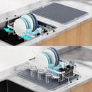 GSlife Expandable in Sink Dish Drying Rack Small with Silicone Mat - Stainless Steel Capacity Adjustable Over The Sink Dish Rack with Utensil Holder for Counter or Inside Sink (12.4" -16.8"), Silver by CozyNest Decor