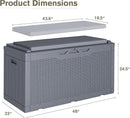 JUMMICO 100 Gallon Resin Deck Box with Cushion, Waterproof Outdoor Storage Box with Lockable Lid for Garden Tools, Patio Cushions (Gray) by CozyNest Decor