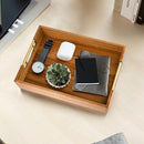 LotFancy Wood Serving Tray with Metal Handles, 17x13 Inch, Large Ottoman Tray, Decorative Wooden Tray for Living Room, Ottoman, Coffee Table, Countertop Centerpiece by CozyNest Decor