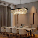 Crystal Chandeliers for Dining Room Light Fixtures Over Table，15-Lights Black Modern Rectangle Chandeliers for Kitchen Island Bar L40 Inch by CozyNest Decor