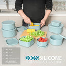 100% Silicone Food Storage Containers with Lids, 8 Pack, 10oz to 51oz, Reusable Leakproof Nesting & Stackable Silicone Bento Lunch Box, Microwave Freezer Dishwasher Oven Safe, BPA Free, Slate Green by TinyTreasures Baby Boutique