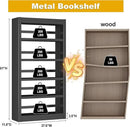 5 Tier Adjustable Black Bookcase, Metal Small Bookshelves and Bookcases, 61" H Display Modern Bookshelf for Living Rooms, Bedrooms, Home Offices, 10 Minutes Assemble by CozyNest Decor