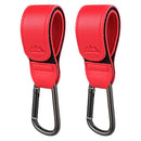 Baby Stroller Hooks Bag Hooks for Hanging Diaper Bags Multipurpose Hooks for Grocery Shopping Bags Premium Vegan Leather Pram Straps 2 Pcs (red) by TinyTreasures Baby Boutique