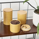 DII Kitchen Accessories Collection, Textured Matte Ceramic Canister Set, Honey Gold, Vine, 3 Piece by CozyNest Decor