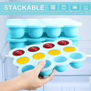 3 Pcs Baby Food Storage Container 12 Cup Silicone Baby Food Freezer Tray with Lid Stackable Reusable Silicone Baby Food Freezer Storage Tray for Food Vegetable Fruit Puree and Breast Milk (Blue) by TinyTreasures Baby Boutique