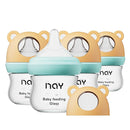 Natural Glass Baby Bottle for Breastfeeding Babies, 3oz Newborn Anti-Colic Baby Bottle with Slow Flow Nipples (SS), Clear, Wide Neck, 4 Pack, 0 Months+ by TinyTreasures Baby Boutique