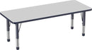 Factory Direct Partners FDP Rectangle Activity School and Classroom Kids Table (24 x 60 inch), Chunky Toddler Legs, Adjustable Height 15-24 inches - Gray Top and Navy Edge by CozyNest Decor