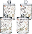 2 Pack Qtip Holder Organizer Dispenser Dragonfly Pattern Bathroom Storage Canister Cotton Ball Holder Container for Cotton Swabs/Pads/Floss by CozyNest Decor