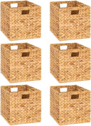 12 x 12in Water Hyacinth Storage Baskets, Wicker Storage Baskets for Shelves, Woven Baskets for Storage, Wicker Storage Basket for Bedroom, Living Room, Nursery Room (Natural 6 Packs 12x12in) by GreenHaven Gardens