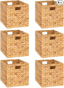 12 x 12in Water Hyacinth Storage Baskets, Wicker Storage Baskets for Shelves, Woven Baskets for Storage, Wicker Storage Basket for Bedroom, Living Room, Nursery Room (Natural 6 Packs 12x12in) by CozyNest Decor
