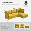 102.6" Modular Sectional Sofa, L Shaped Couch Set for Living Room, 3-Seater Comfy Cloud Couches with Movable Storage Ottoman,DIY Combination - Chenille Yellow by CozyNest Decor