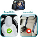 Funbliss Fixed Headrest Baby Car Mirror, Car Mirror for Baby Compatible with Tesla and other vehicles,360° Rotation, Shatterproof Plastic, No Assembly Required by TinyTreasures Baby Boutique