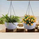 12 inch Large Hanging Planters for Indoor Outdoor Plants, 2 Pack Hanging Flower Pots with Drainage Holes and Chain for Garden Porch, Plastic Hanging Baskets for House Plants, Speckled Grey by CozyNest Decor