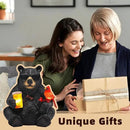 Solar Black Bear Statue for Garden with Beer and Cardinals 6.3" Resin Garden Statues for Outside Yard Paito Porch Decor Birthday Gardening Gifts for Women Mother Sister Grandmother Wife by CozyNest Decor
