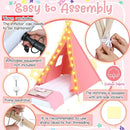 Windyun 4 Pack Kids Teepee Tent for Slumber Party with Mattress and Lights, Sleepover Tents for Girls Boys Indoor Outdoor Cotton Teepee for Kids with Airbed Tray Blanket Birthday Party Supplies(Pink) by TinyTreasures Baby Boutique