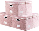PRANDOM Jumbo Collapsible Storage Boxes with Lids Fabric Decorative Storage Bins Cubes Organizer Baskets with Cover Handles Divider for Bedroom Closet Living Room 23.2x15.7x11.6 Inch 3 Pack by TinyTreasures Baby Boutique
