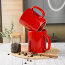 30oz Super Large Ceramic Coffee Mugs Large Handles Set of 2 (Red) by CozyNest Decor