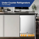 Tylza Outdoor Beverage Refrigerator 24 Inch, Stainless Steel Under Counter Beverage Cooler, 190 Cans Beer Fridge Built-in and Freestanding Beverage Fridge by CozyNest Decor