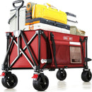 Overmont Collapsible Wagon Cart with Wheels - 180L Foldable Heavy Duty Wagon with Big All-Terrain Wheels - 330Lbs Weight Capacity with Side Pockets for Camping Sports Garden Grocery Shopping red by GreenHaven Gardens