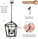 BrightHome Farmhouse Chandelier 4-Light, Black Pendant Light Fixture Ceiling Hanging for Kitchen Island Dining Room, Lantern Industrial Lighting with Metal Cage Adjustable Height for Entryway Foyer by CozyNest Decor