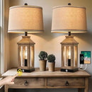 23.75" Farmhouse Dual USB Charging Ports 3-Way Dimmable Touch Control Table Lamp with Nightlight Vintage Modern Lamps for Living Room Bedroom by CozyNest Decor