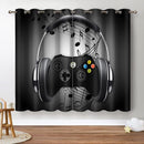 Jekeno Game Controller Blackout Curtains for Kids Boys Bedroom Black Grey Headphones Musical Notes Gamer Gaming Video Games Gamepad Decor Room Darkening Grommet Window Drapes 2 Panel Set, 42"x63" by TinyTreasures Baby Boutique