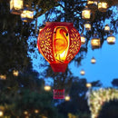 Starsoul Pink Hot Air Balloon Solar Lantern Flamingo Metal & Glass Solar Hot Air Balloon Hanging Garden Light Waterproof Outdoor Lantern for Patio Yard Party Decor by GreenHaven Gardens