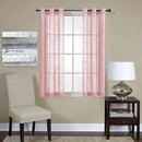 MIUCO Semi Sheer Curtains Poly Linen Textured Solid Grommet Curtains 63 Inches Long for Living Room 2 Panels (2 x 37 Wide x 63" Long) Pink by CozyNest Decor